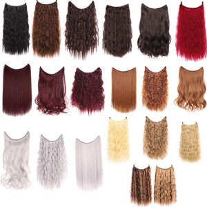 human curly wigs Selling fishline style wigs synthetic hair extensions water ripple and seamless hair extensions