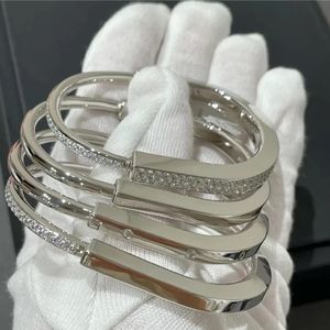 Designer Gold Lock Diamond Armband für Frauen Männer Sterling Silber S925 Neue Ins Hochwertige Premium -Feeling -Lock -Silberarmband -Schloss Kopfschmuck Geschenk