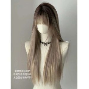 human curly wigs Full Head Cover Womens Gradient Long Straight Hair Asian Gradient Spot Dye Full Head Cover