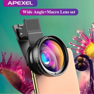 Filtreler Apexel Yeni HD 37mm 0.45x Süper Geniş Açılı lens İPhone Samsung Akıllı Telefonlar İçin Süper Makro Lensli