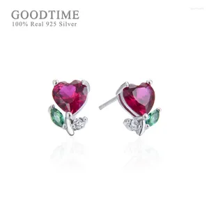 Orecchini per borchie Donne di lusso Orecchie di strass Orenatura Pura 925 Sterling Silver Love Heart Zircon Gioielli regalo per ragazza signora