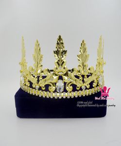 Noble King Queen Crown Imperial Medieval Tiara pannbandstävlingsfestdräkt för män eller kvinnor hårtillbehör cosplay rekvisita 00047950085