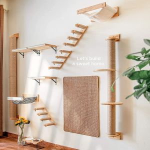 スクラッチャー猫家具スクラッダー1PCWALLMOUNTED CAT HAMMOCK BED PET FURNITURE KITTEN WALL SHELF SET CAT PERCH WOODDEAR SCRUTHING CLIMBING