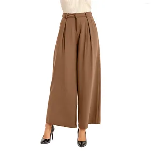 Women's Pants Women High Waist Casual Wide Leg Long Palazzo Trousers Plus Size Loose Ladies Daily Outfit Elegant Solid Color