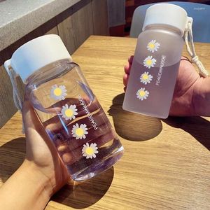 ウォーターボトル500ml女の子のためのプラスチッククリエイティブフロストドリンクポータブルトラベルティーカップ付きカワイイスポーツ透明なボトル