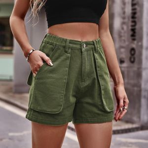 Damen -Shorts Sommer lässig mittlere Taille kurze Mode Frauen Streetwear Workwear Denim BodySuit für Ärmel