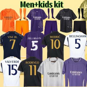 23 24 25ファンプレーヤーサッカーロドルゴジャージーヴィニJr Arda Guler MbappeフットボールシャツキッズCamiseta de Futbol Bellingham 2023 Real Madrids Y3 Long Sleeved Playerバージョン