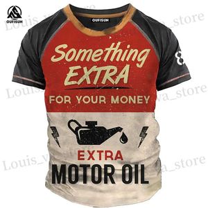 Men's T-Shirts Vintage T-shirts For Men 3d Retro Print Short Slve Letter Tops Fashion Oil T Shirt For Mens Motorcycle T-shirts Oversized Ts T240419