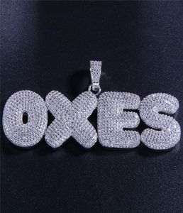Новая мода Bling Ice Out Cz Имя Наименование Письмо подвесное ожерелье с 24 -дюймовой веревочной цепью для мужчин Женщины хороший подарок5554301