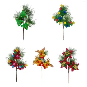 Flores decorativas 1pc ramo artificial de pinheiro fofo decoração de árvore de natal