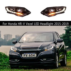 Biltillbehör Främre lampa för Honda HR-V Vezel LED-strålkastarenhet 15-19 Dynamisk streamer Turn Signal Indicator High Beam