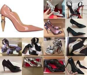 Designer läppstift skor kvinnor röda pumpar höga klackar 12 cm 10 cm 8 cm med dammväska bröllop brud damer sandaler fashionabla sexiga klänningar9493874
