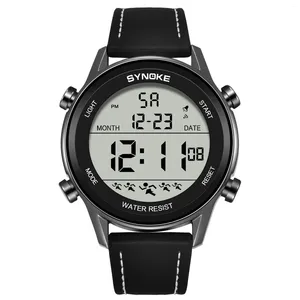 腕時計メンズデジタルスポーツウォッチレザーストラップシノーク9855電気腕時計ビッグスクリーン50m防水リロジHOMBRE