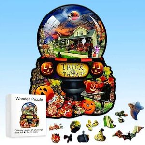 3D Puzzles Halloween Theme Wooden Jigsaw Puzzles Unique Animals Shaped Wood Puzzles Best Gifts For Adults And Kids Family Game 240419