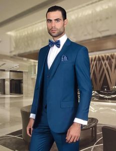 Ternos masculinos do traje de casamento do Royal Blue Men para Slim Fit 3 peças elegante smoking smok