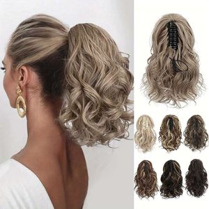 human curly wigs Womens fashionable ponytail wig claw clip style wave curly natural fluffy claw clip ponytail