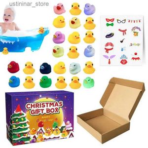 Sand Play Water Fun Advent Calendar 24 Days Christmas Gift Set DIY Cute Rubber Duck Countdown Calendar 24 Rubber Ducks Bath Toys For Kids And Adults L416