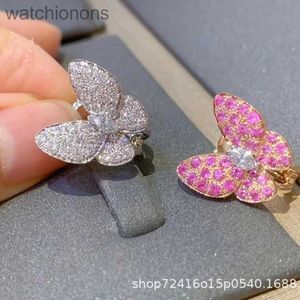 Women Top Grade VanCelfe Oryginalne projektanty Kolczyki Klasyczne kolczyki motyla z diamentami różowe niebieskie kolczyki motyli biżuteria z logo