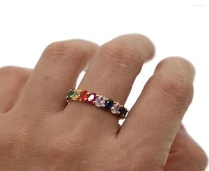 Wedding Rings Colorful Rainbow Promise Full Shiny Cubic Zirconia WomenGirls Dainty Delicate Fashion Egg Shape Elegance Jewelry7202444