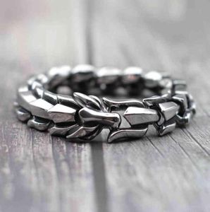 Pulveira de aço inoxidável punk pulseira de dragão preto dourado prata cor masculina braçadeira de hip hop de rua para joias masculinas homme6237263
