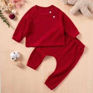 Clothing Sets Infant Clothes Suits 0-2T Baby Boys Girls Solid Casual Long Sleeved Pants Two-piece Set Spring And Autumn