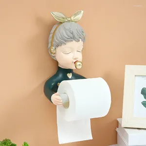 Estatuetas decorativas resina ornamento animal decoração de banheiro suporte de toalhas de papel rack de armazenamento montado na parede artesanato moderno