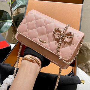 Luxury Bow Women Woc Shoulder Bag 19CM With Caviar Leather Matelasse Chain Gold Hardware Evening Clutch Card Holder Street Casual Bag Underarm Bag Handbag Coin Purse