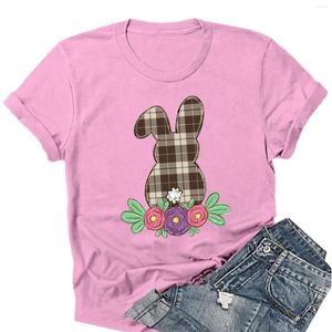 Kvinnors T -skjortor Floral Easter Print Round Neck Short Sleeve Top Long Shirt Women For Layering Sleeped