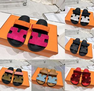 Italien designer toffel chypre sandaler kalvskinn tofflare män kvinnor äkta läder sandal mocka tofflor tjocka botten flip flops9018851