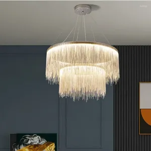 Lampadari in stile moderno soggiorno catena a LED lampadario camera da letto nordico decorazione per la casa in tessuto da pranzo lampade da pranzo