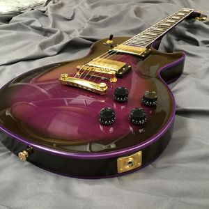 Purple Electric Guitar Purpleburst Solid Wood Body Gold Hardware Bezpłatna wysyłka