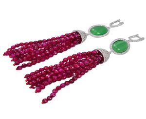 Guaiguai smycken vit pärla grön jade kristallröda agatörhängen cz montering handgjorda för kvinnor real ädelstenar sten dam mode jude3224691