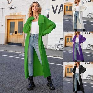 Women's Jackets Women's Trench Coats Autumn and Winter New Polo Neck Long Sweater Knitted Cardigan Casual Loose Lazy Sweater Coat Women's Outerwear