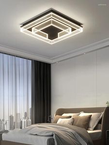 Avizeler Modern Led Siyah Avize Luxur Akrilik Tavan Lambası Yatak Odası Oturma Odası Çalışması Mutfak Çatı katı kare akıllı aydınlatma armatürleri