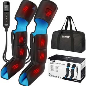 Fit King nogi masażer z ulepszeniem krążenia cieplnego - Massager rozruchu z pełną nogą i stóp dla bólu, obrzęk, obrzęk, RLS - Wbudowany czujnik ciśnienia i LCD