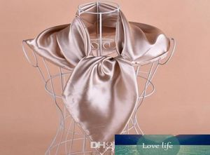 Solid Satin Royan Silk Hijabs Square Scarfneckscarf Scarves 9090cm 50pclot 20864320140