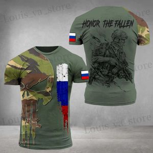 T-shirt maschile vintage bandiera russa bandiera 3d t-shirt da uomo estate in Russia veterano strtwear o-collo slve slve slve slve slve slve abbigliamento da uomo t240419