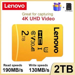 Kort Lenovo 2TB Micro TF/SD Card Class 10 High Speed ​​Memory Card V60 128 GB SD -kort 1TB 512 GB TF -kort 256 GB för Nintendo Switch Drone