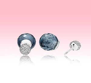 Blue Water drops Stud Earrings High quality crystal ball EARRING with Original box for P 925 Sterling Silver Women Earring3723535