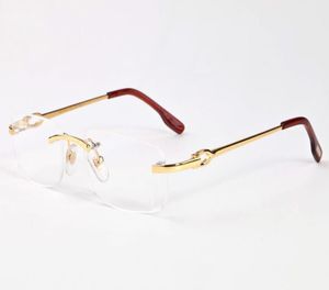 Design de marca Lentes Clear Lentes Nerd Reading sem moldura de metal de metal de metal dourado quadro de moda de moda de moda búfalo para homens mulheres sol 7393722