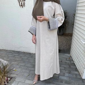 エスニック服ケフィエ・リネンはアバヤのドレス閉鎖ムスリムパレスチナのアバヤ
