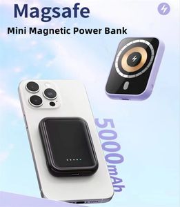 5000mAh Magnetic Wireless Power Bank Portable Laddning Externt reservbatteri Magsafe Powerbank för iPhone Xiaomi Samsung Watch Earphone med låda