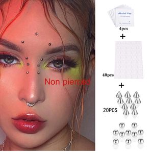 Ankunft gefälschter Lippenring Nase EyeBow Grübchen Aufkleber Gesicht Piercing Body Schmuck Edelstahl 20pcs Ball 240407