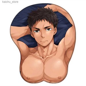Mouse Pads Wrist Rests Gaming Anime Sexy Mouse Pad low chest with nipples Cute Boys Breast Wrist Rest 3D Oppai Silicone Gel Desk Mat Gamer Mousepad Y240419