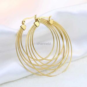 Other 1 Pair Classic Women Earrings Exaggerated Golden Color Dangle Earrings 4 Layer Big Hoop Earrings 240419