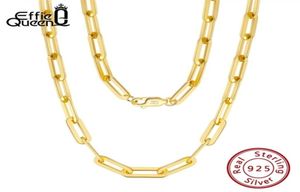 Effie Queen Italian Paperclip Chain Link Necklace 925 Sterling Silver 14k Gold 16quot 18quot 22quot inches Necklaces for Wom2577272