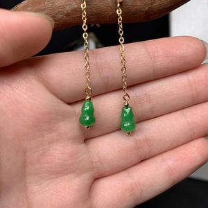 Dangle Earrings Green Jade Gourd Beads Jadeite Gemstone Emerald Stone Gifts Women 925 Silver Designer Natural Talismans Jewelry Gift
