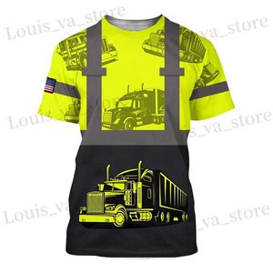 Men's T-Shirts Truck Driver Cargo Mens T Shirt For Men Summer 3D Print Short-slved T-Shirt Women Clothing Oversized Camiseta Work Strtwear T240419