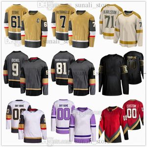 Maglie di hockey cucite 46 Jonas Rondbjerg 22 Michael Amadio 3 Brayden McNabb 48 Tomas Hertl 16 Pavel Dorofeyev 21 Brett Howden 39 Anthony Mantha 14 Nicolas Hague