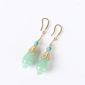 Серьги кораба Gold Gold Natural Jade Drop для женщин